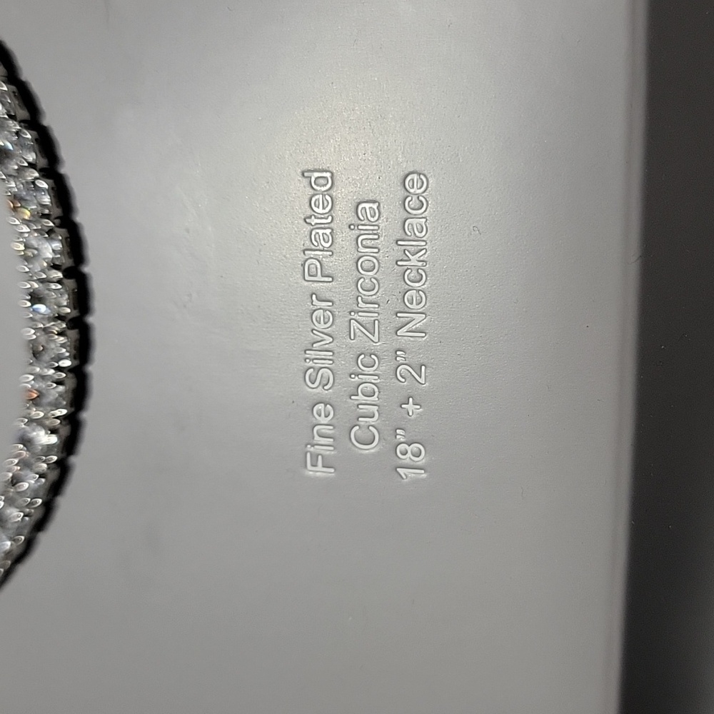 New Believe by Brilliance Necklace & Earring Set Tennis Studs Silver Plated CZ - Picture 3 of 11